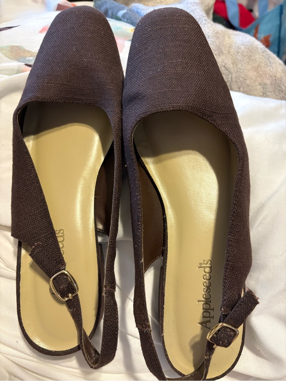 Appleseed's Dark Brown Slingback Square-Toe Flats